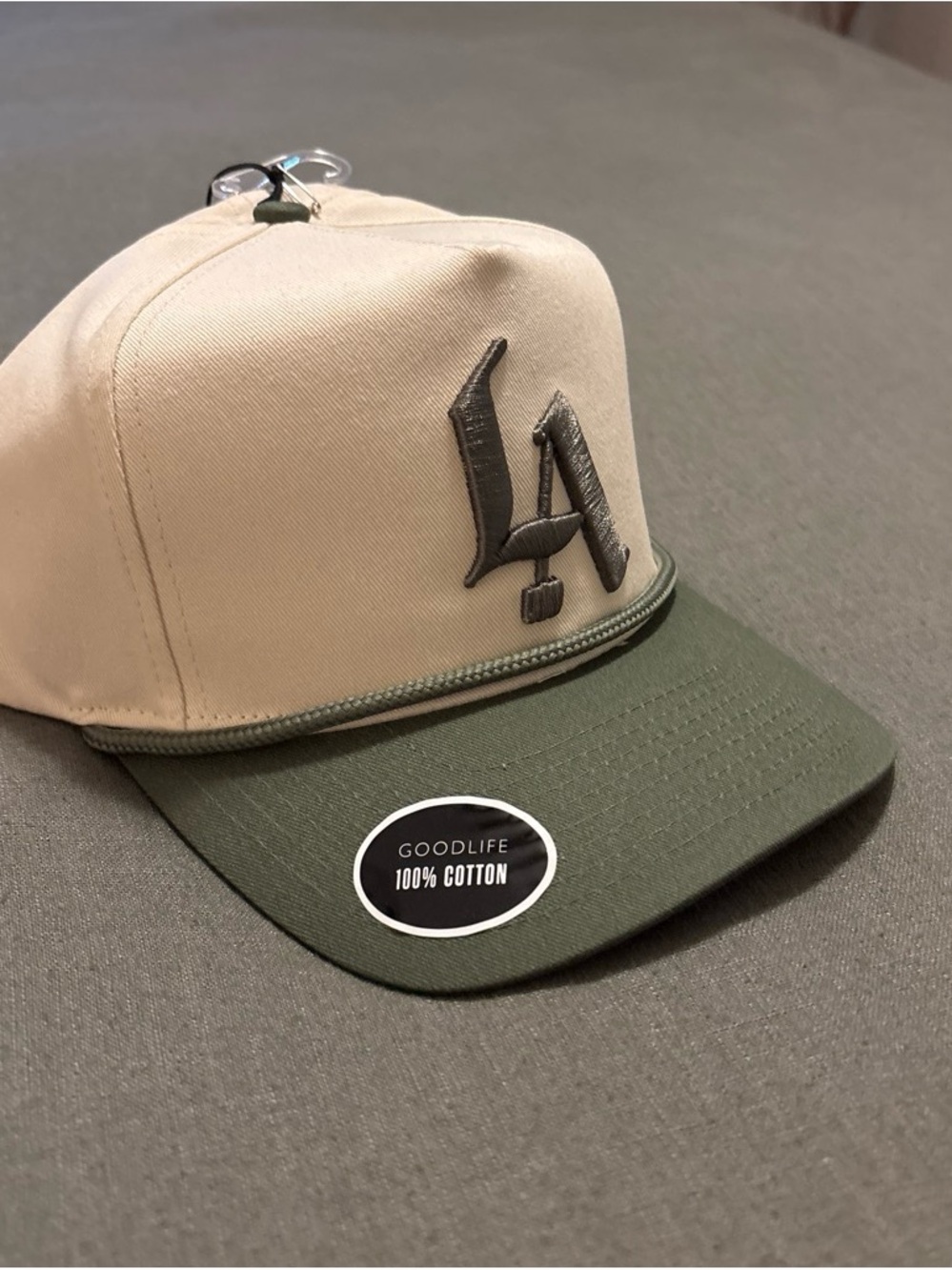 Goodlife Two-Tone Beige Crown with Olive Brim Baseball Cap